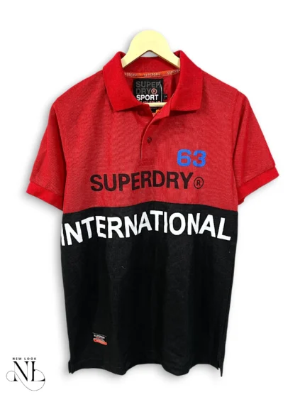Red Black Polo Half Sleeve T-Shirt for Men