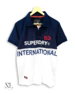 Navy Blue White Half Sleeve Polo T-Shirt for Men