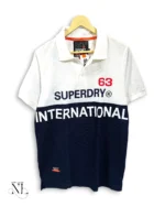 White Navy Blue Half Sleeve Polo T-Shirt for Men