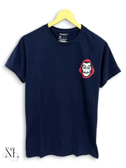 Navy Blue Printed Oversize Tshirt for Men Graphic