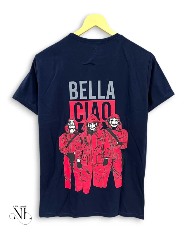 Navy Blue Printed Oversize Tshirt for Men Graphic