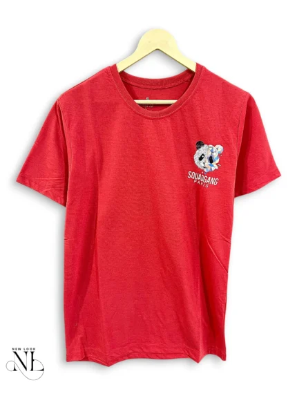 Stylish Red Back Print Half T-Shirt for Men