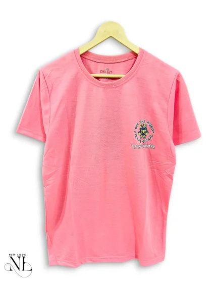 Premium Pink Back Print Half T-Shirt for Men