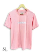Plain Baby Pink Popcorn Half Tshirt for Men