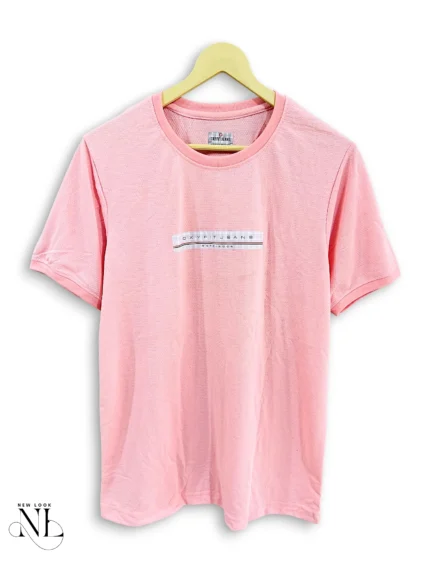 Plain Baby Pink Popcorn Half Tshirt for Men