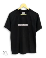 Black Plain Popcorn Half Sleeve T-Shirt for Men
