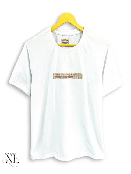 Plain White Popcorn Half Tshirt for Men