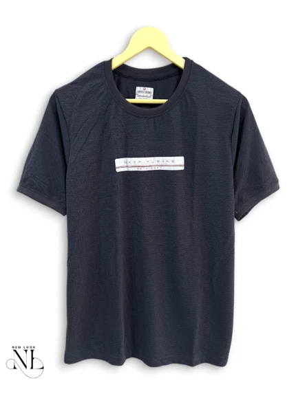 Dark Grey Plain Popcorn Half Sleeve T-Shirt for Men