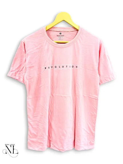 Modern Pink Plain Half T-Shirt for Men