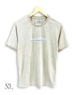 Cream Plain Popcorn Half Sleeve T-Shirt for Men