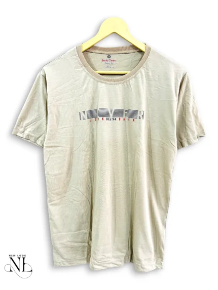 Premium Cream Plain Half T-Shirt for Men