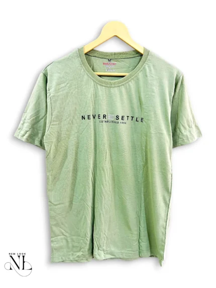 Lite Green Plain Half T-Shirt for Men