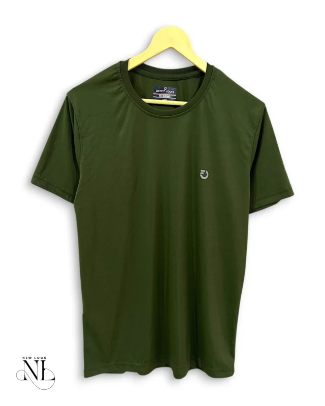 Dark Green Plain Half Sports Tshirt for Men
