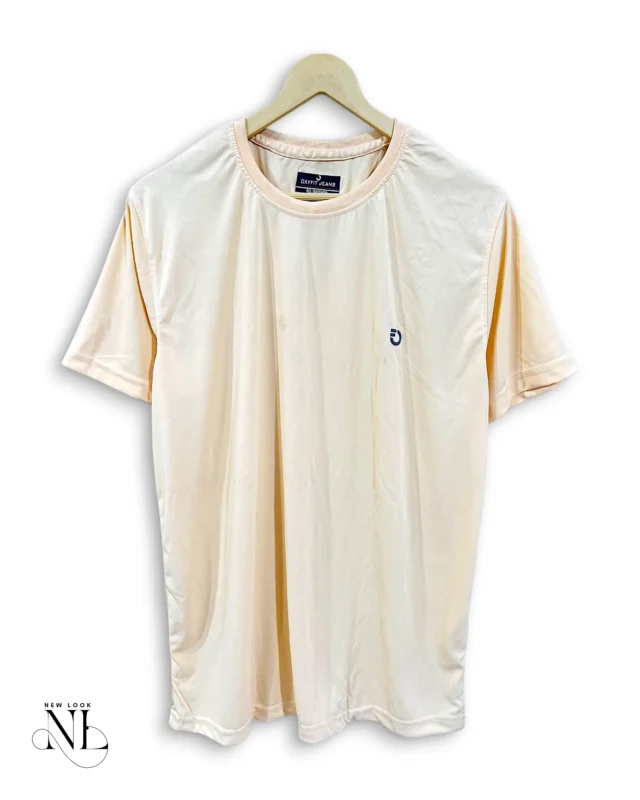 Cream Plain Sports Half T-Shirt for Men