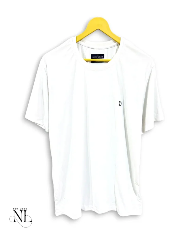 White Plain Sports Half T-Shirt for Men