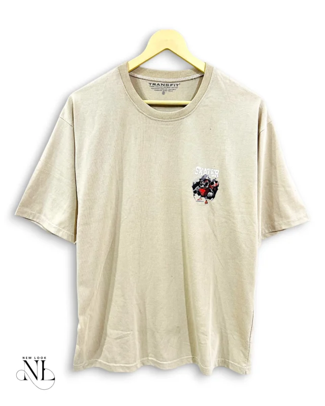 Cotton Cream Plain Half T-Shirt for Men