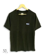 Dark Green Plain Popcorn Half Tshirt for Men Premium