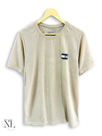 Cream Plain Half Popcorn Tshirt for Men Premium Tee