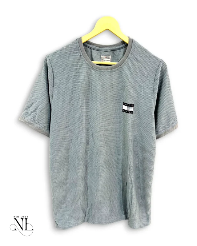 Lite Grey Plain Popcorn Half Tshirt For Men Premium