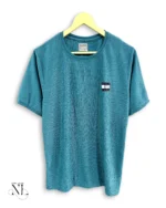 Sky Blue Plain Popcorn Half Tshirt for Men Summer