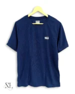 Plain Navy Blue Popcorn Half Tshirt for Men Textured