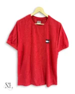 Red Plain Popcorn Half Tshirt for Men Textured