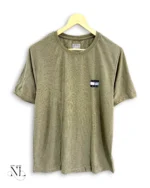 Olive Green Plain Popcorn Half Tshirt for Men Textured
