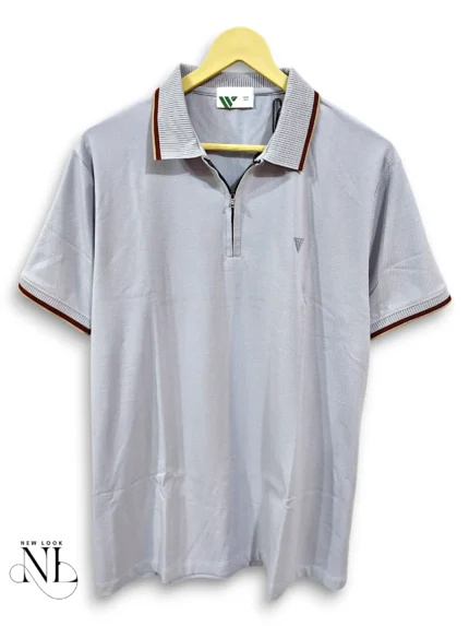 Lite Grey Plain Polo Half Tshirt For Men Premium