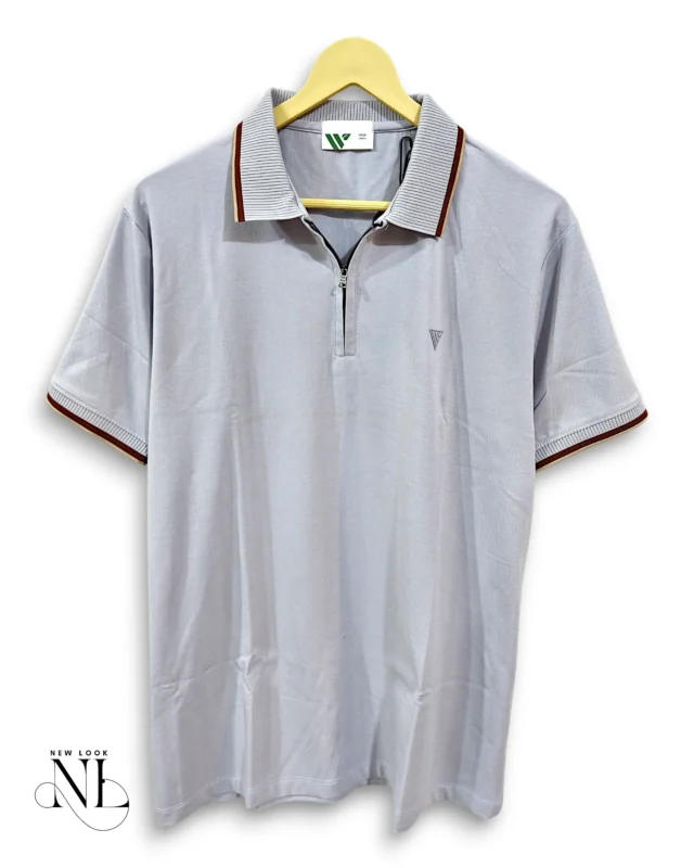 Lite Grey Plain Polo Half Tshirt For Men Premium