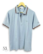 Sky Blue Plain Half Polo Tshirt For Men Summer