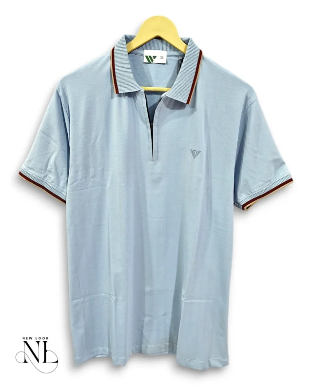 Sky Blue Plain Half Polo Tshirt For Men Summer
