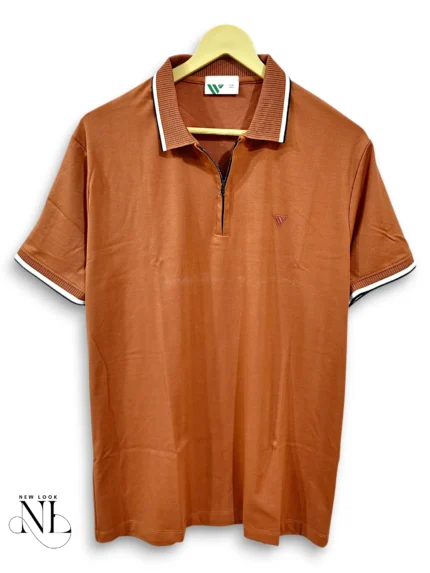 Lite Brown Plain Polo Half Tshirt For Men Premium Earth