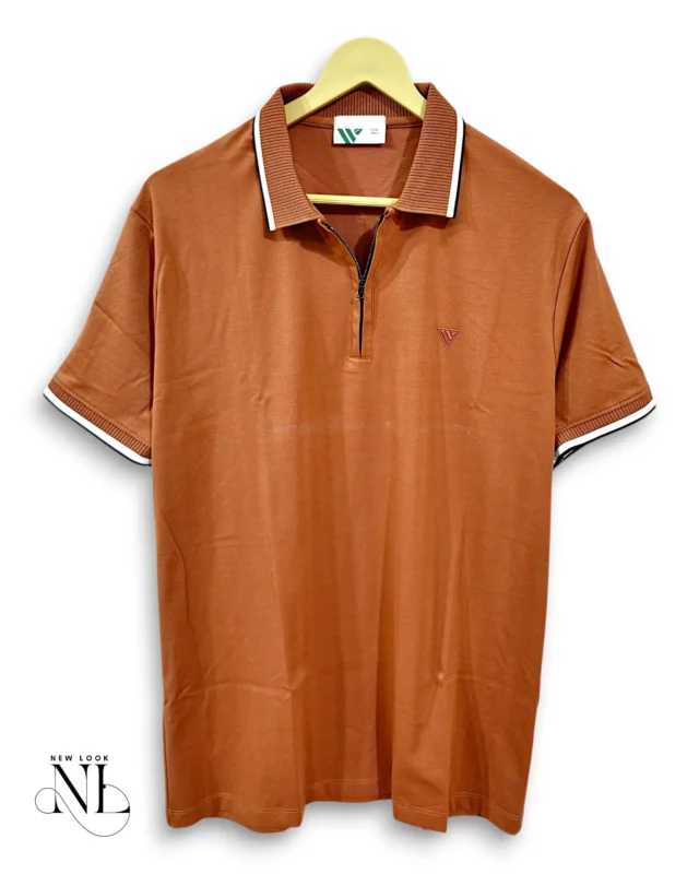 Lite Brown Plain Polo Half Tshirt For Men Premium Earth