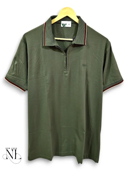 Dark Green Plain Half Polo Tshirt For Men Premium