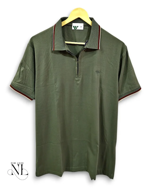 Dark Green Plain Half Polo Tshirt For Men Premium