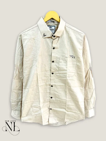 Trendy Cream Stripe Shirt for Men Style