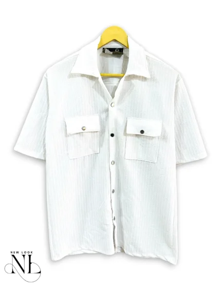Classic White Double Pocket Oversize Shirt Utility Shirt