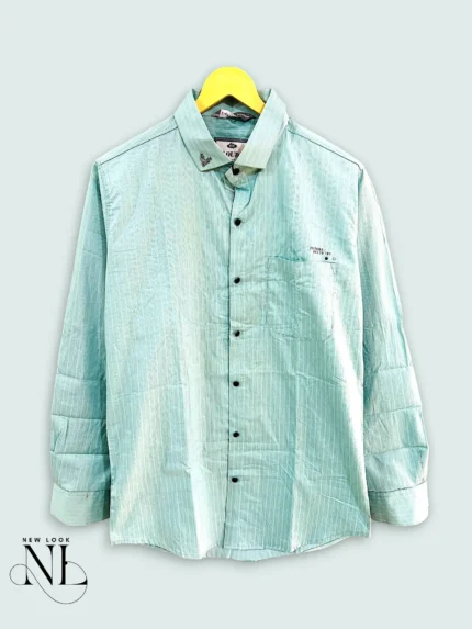Trendy Lite Green Stripe Shirt for Men Premium