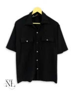 Classic Black Double Pocket Oversize Shirt for Men