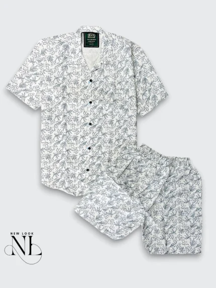 Classic White Printed Cord Set for Me Summer