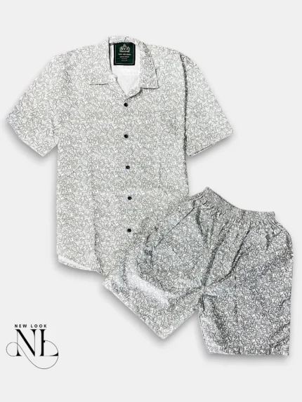 Trendy Lite Grey Classic Printed Cord Set for Men