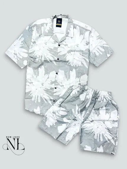 Lite Grey Classic Printed Cord Set for Men