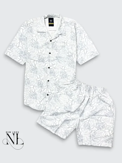 Trendy Grey Printed Cord Set for Men Urban Set