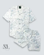 Stylish Blue Printed Cord Set for Men Modern Set