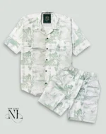 Premium Lite Green Printed Cord Set for Men