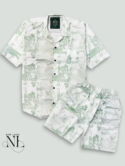 Premium Lite Green Printed Cord Set for Men