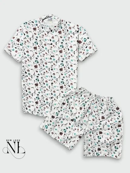 Trendy White Printed Cord Set 3 for Men Luxury Set