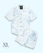 Ice Blue Classic Printed Cord Set for Men Premium