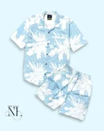 Sky Blue Classic Printed Cord Set for Men Loungewear