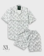 Trendy White Printed Cord Set for Me Summer